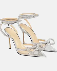 Mach & Mach Pumps Double Bow in PVC con cristalli Argento