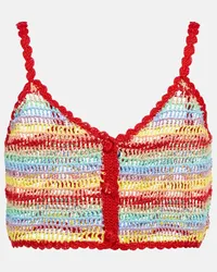 Anna Kosturova Top cropped in crochet di cotone Multicolore