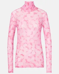 Dries van Noten Top in jersey con stampa Rosa