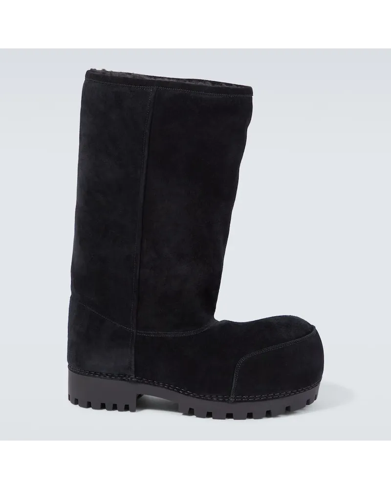 Balenciaga Stivali Alaska Fur High in suede Nero