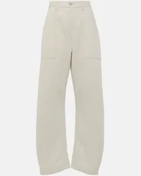 Loewe Pantaloni Balloon in cotone e lino Bianco