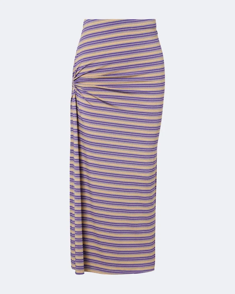 Paco Rabanne Gonna midi in crêpe a righe Multicolore
