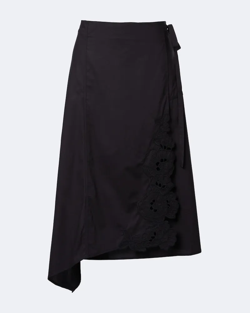 SIR Gonna midi Klara in cotone asimmetrica Nero