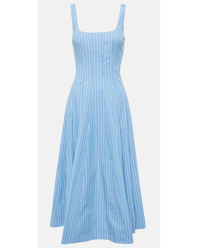 STAUD Abito midi Wells in popeline di cotone Blu