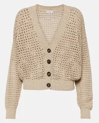 Brunello Cucinelli Cardigan in misto cotone Beige