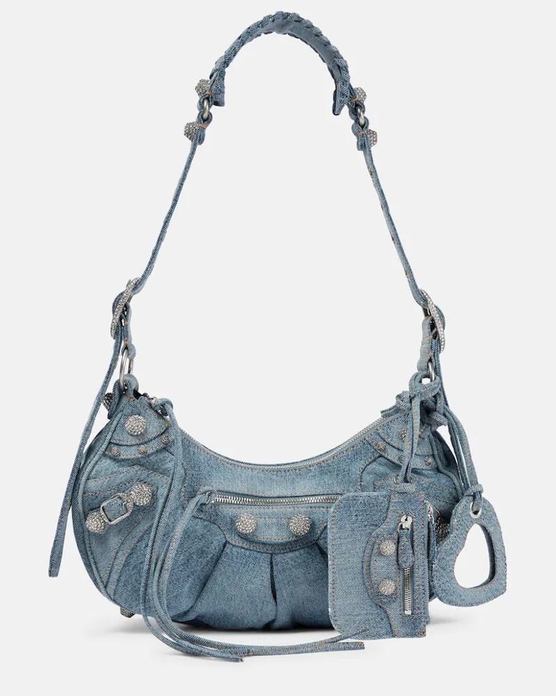 Balenciaga Borsa a spalla Le Cagole Small in denim Blu