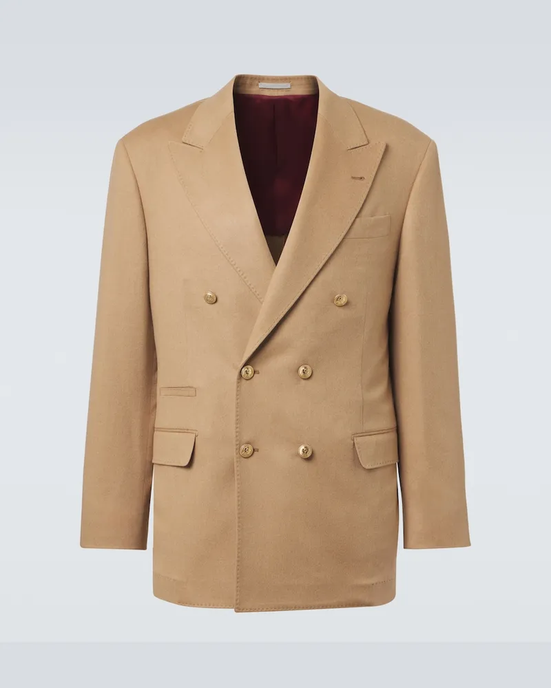 Brunello Cucinelli Giacca in pelo di cammello doppiopetto Beige