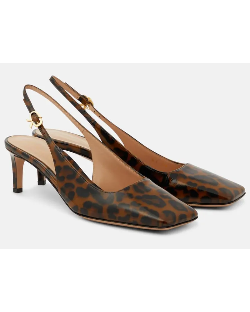 Gianvito Rossi Pumps slingback 55 in vernice Marrone