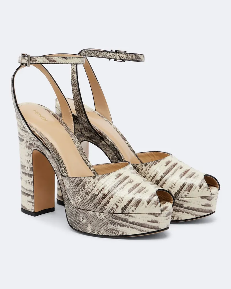 Fendi Sandali After 9 in pelle effetto serpente Marrone