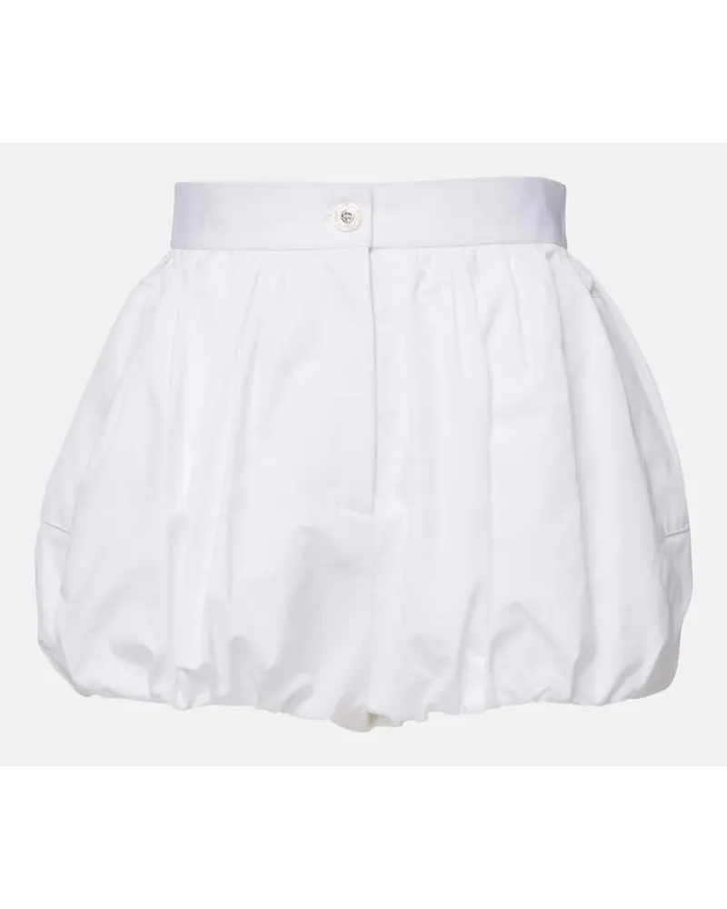 Dolce & Gabbana Shorts in popeline di cotone a vita alta Bianco