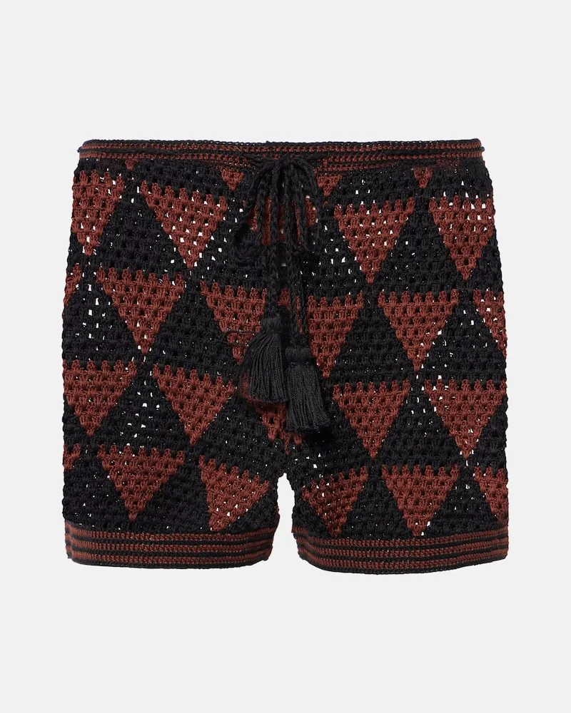 Anna Kosturova Shorts Malia in crochet di cotone Marrone