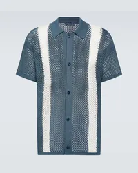 Frescobol Carioca Camicia bowling Castillo in misto cotone Blu