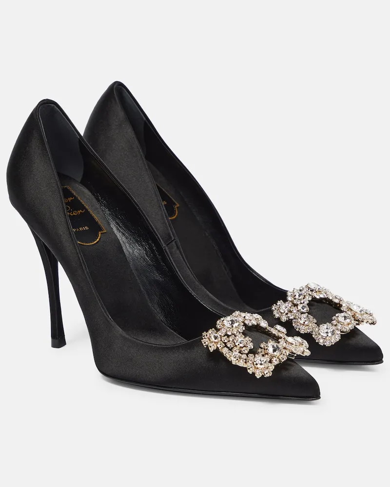 Roger Vivier Pumps Flower Strass in raso Nero