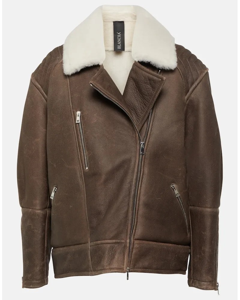 BLANCHA Giacca in pelle con shearling Marrone