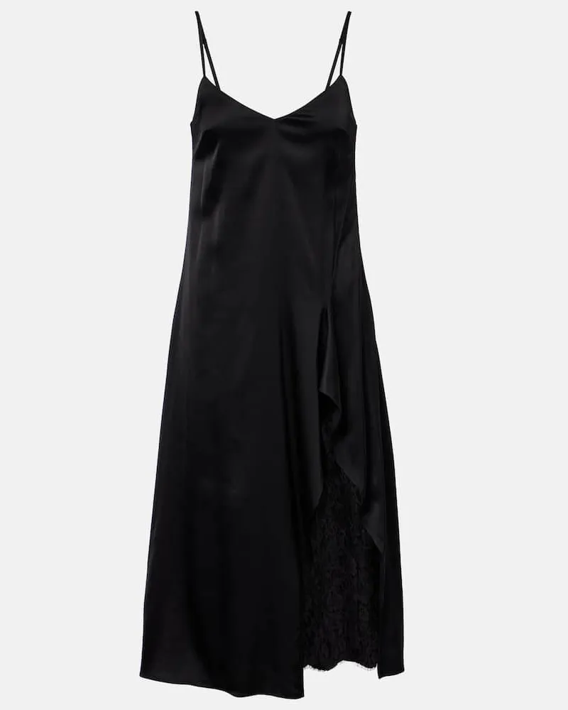 Acne Studios Abito sottoveste in raso con pizzo Nero
