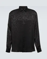 Saint Laurent Camicia in seta jacquard Nero