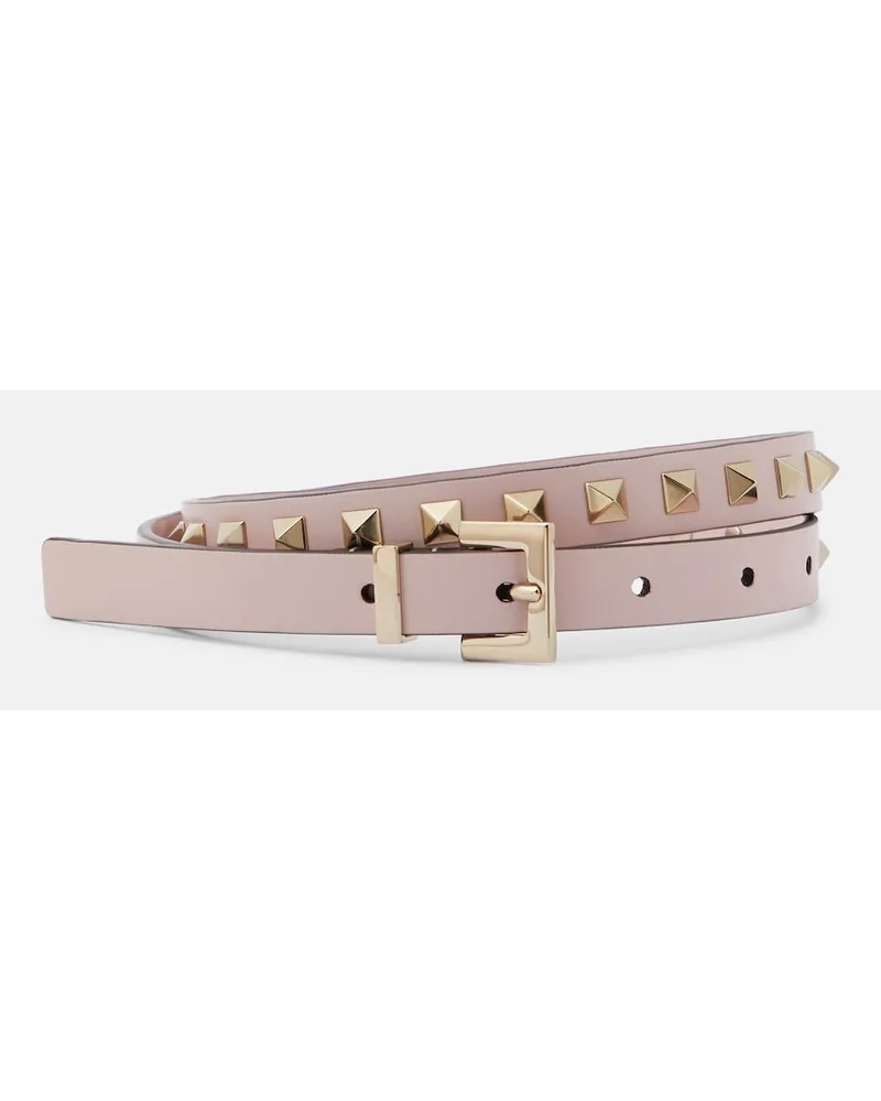 Valentino Garavani Cintura slim Rockstud in pelle Rosa