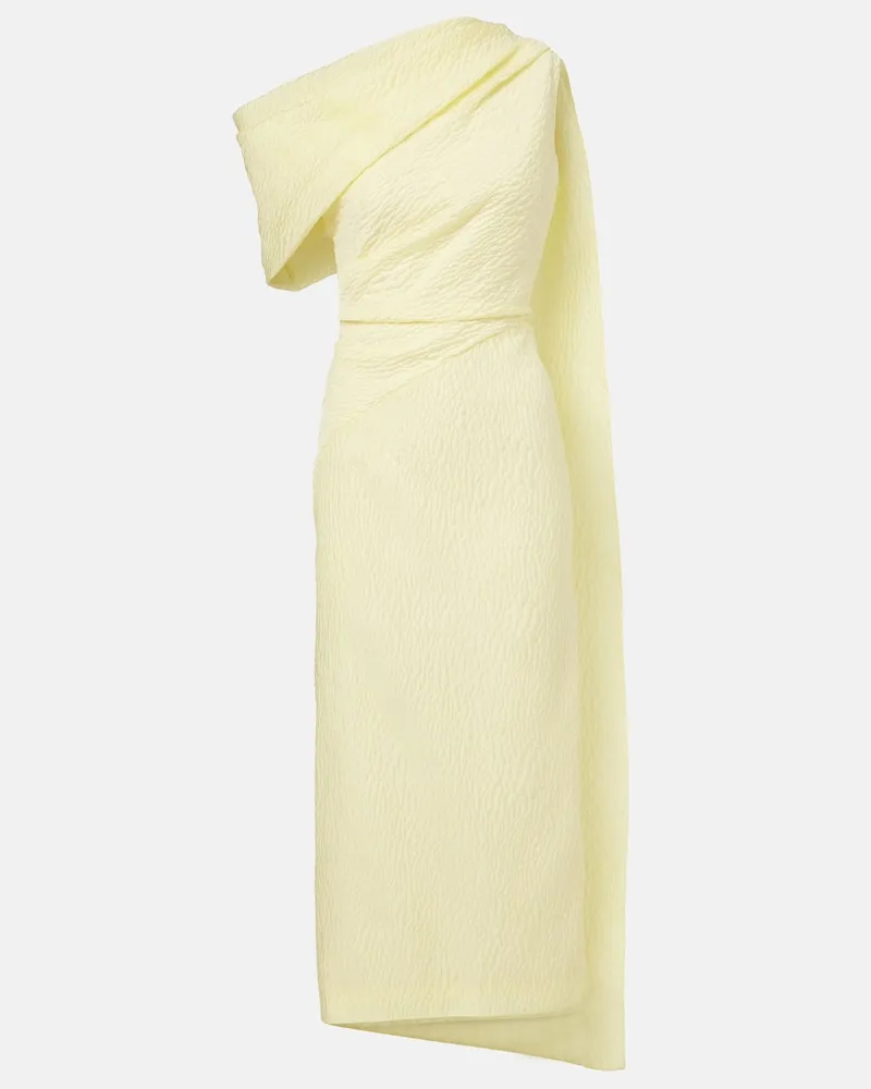 Roksanda Ilincic Abito midi Maite in cloqué con mantella Giallo
