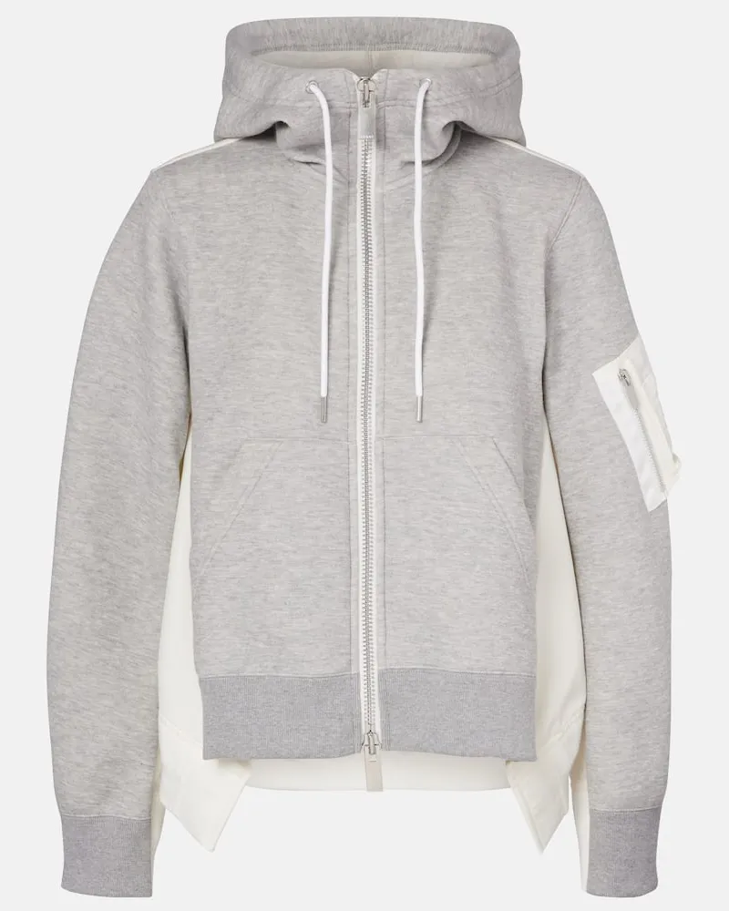 Sacai Felpa con cappuccio e zip Grigio