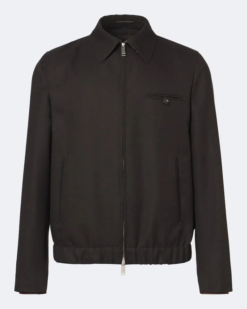 Slowear Giacca blouson in lana vergine Marrone