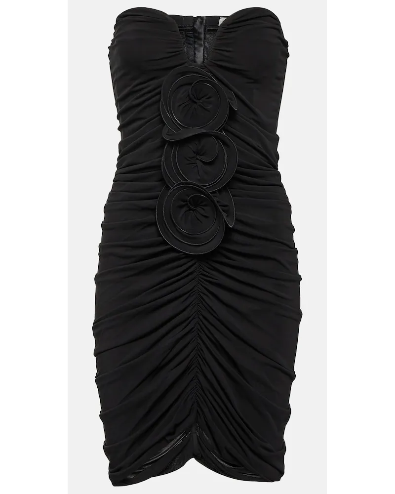 Magda Butrym Miniabito bustier con applicazioni floreali Nero