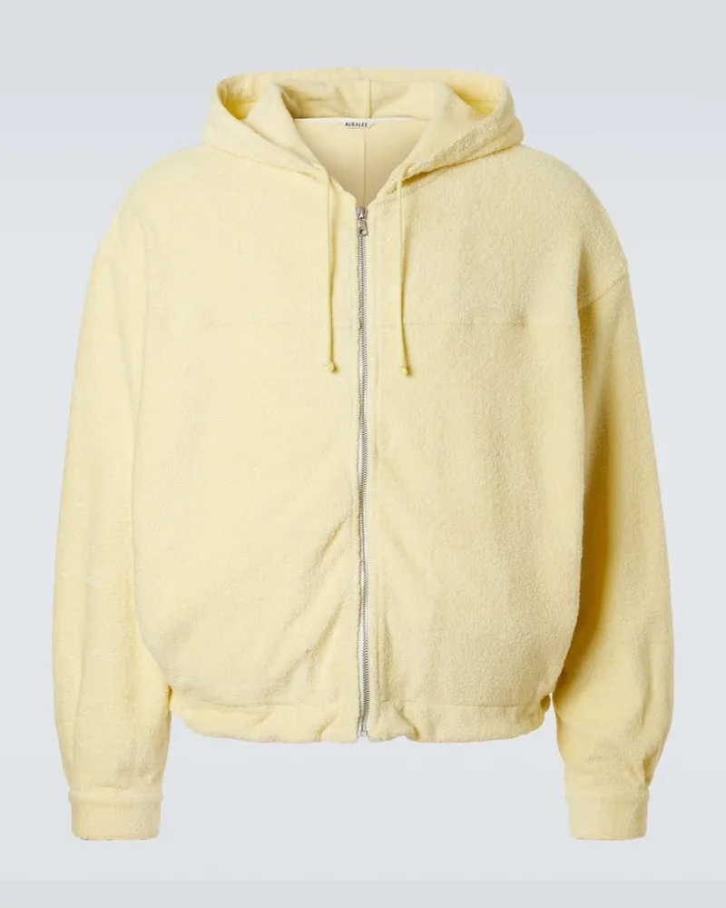 AURALEE Felpa in misto cotone con cappuccio Giallo