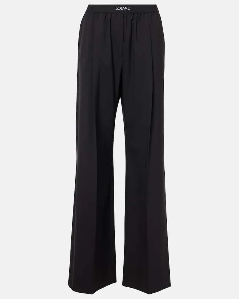 Loewe Pantaloni a gamba larga in lana Nero