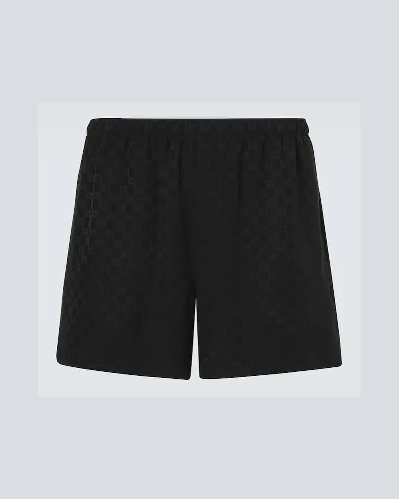 Gucci Shorts in jacquard di seta GG Nero