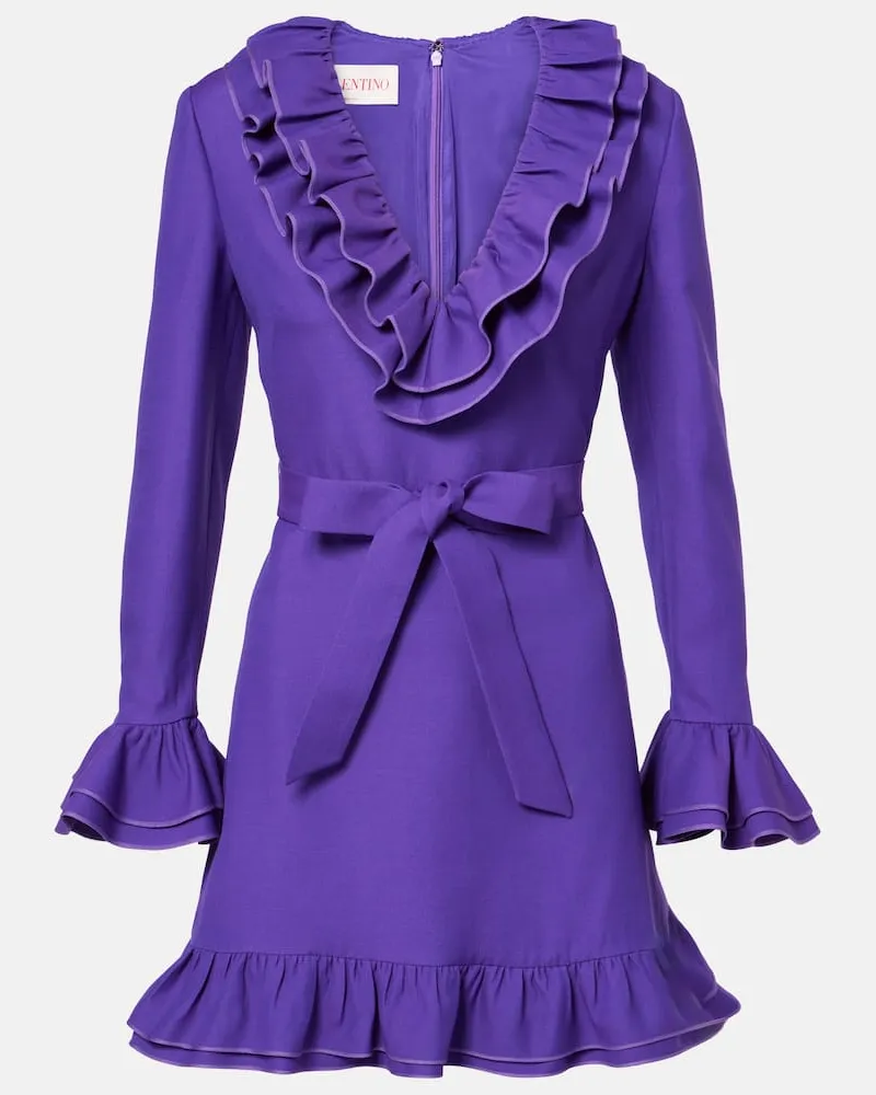 Valentino Garavani Abito corto in Crepe Couture con volant Viola