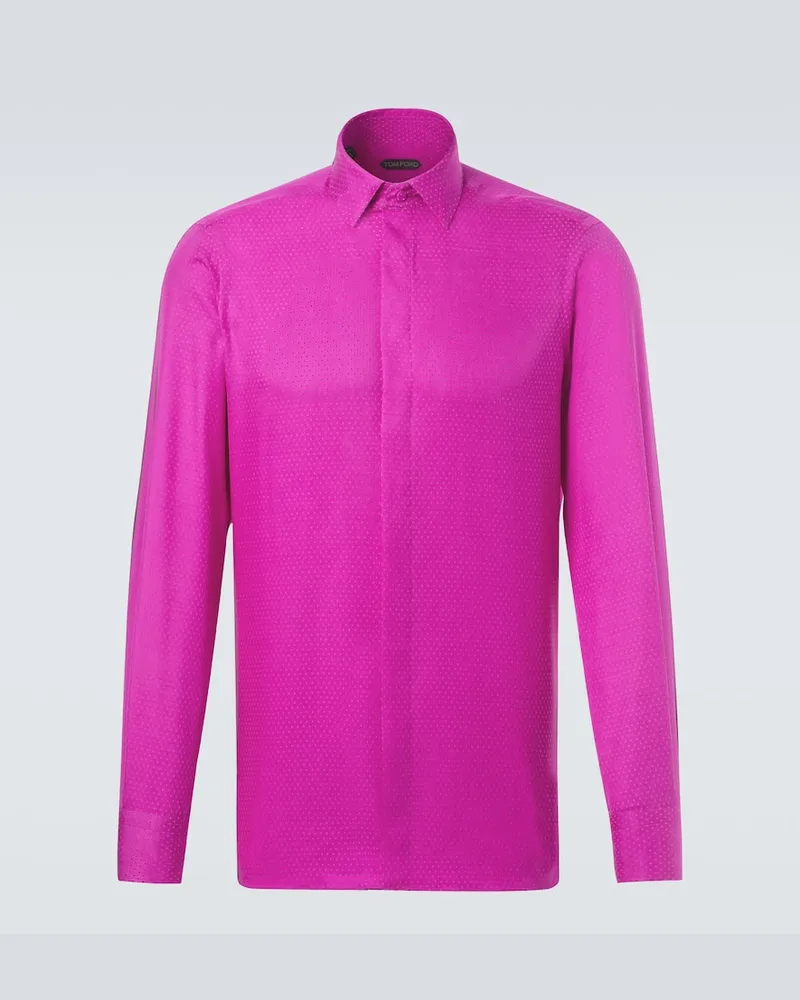 Tom Ford Camicia in twill di seta traforato Rosa