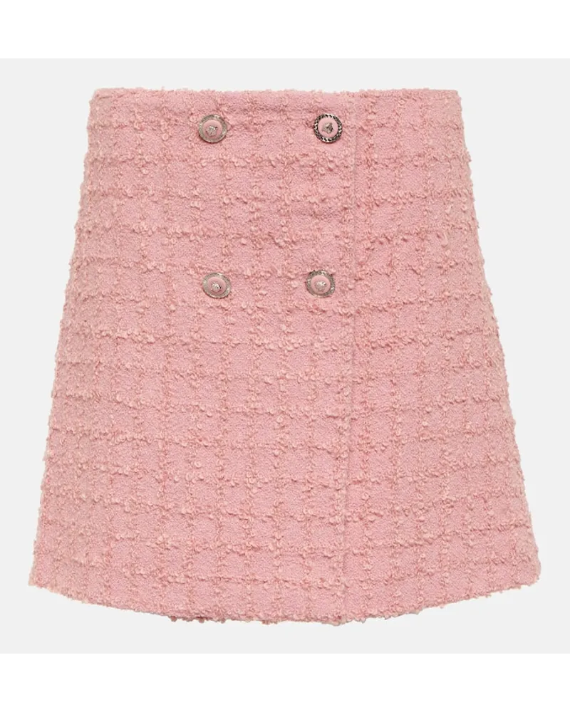 Versace Minigonna in tweed di misto lana bouclé Rosa