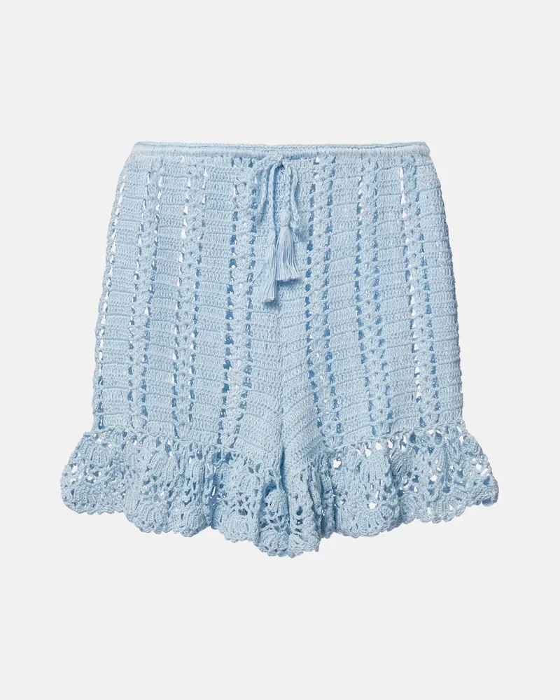 Anna Kosturova Shorts in cotone crochet Blu