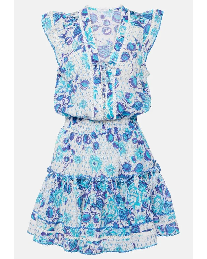 Poupette St Barth Miniabito Anais in cotone con stampa Blu