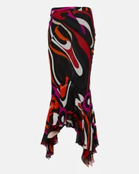 Emilio Pucci Gonna lunga Marmo in crepon di seta Multicolore