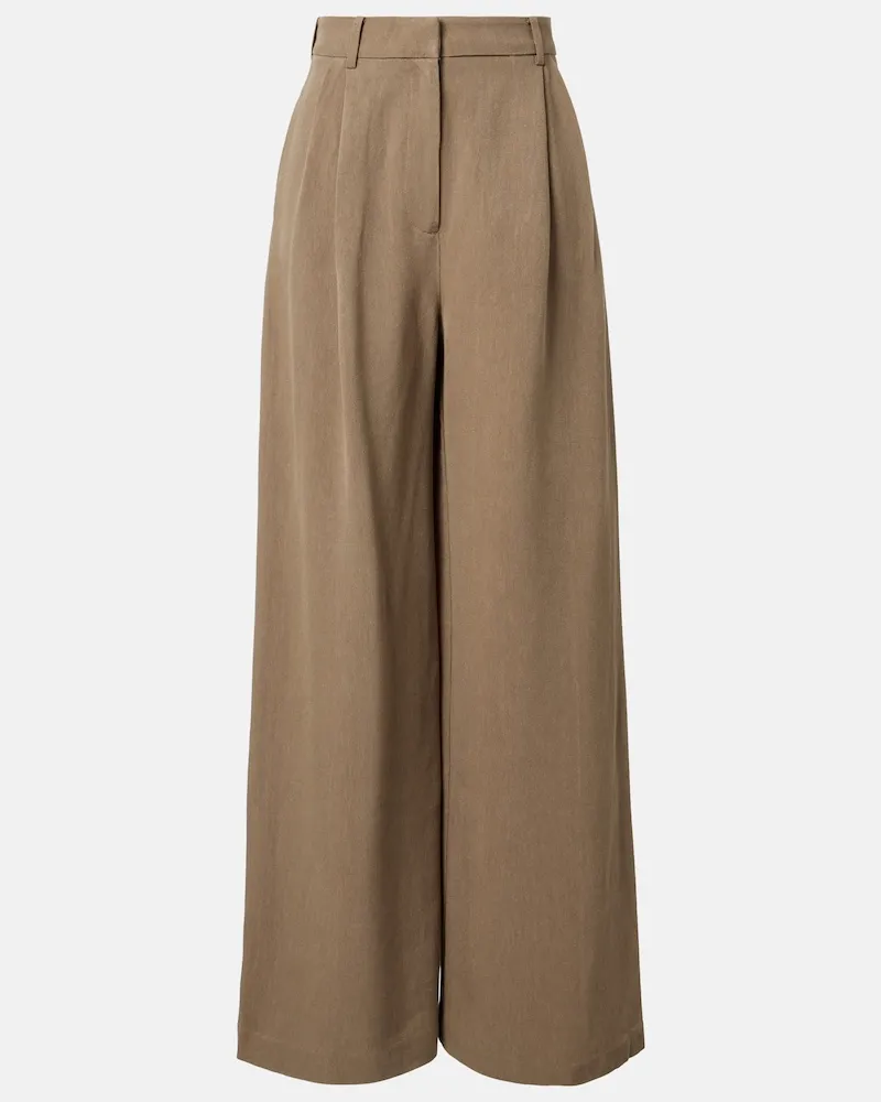 FRANKIE Shop Pantaloni Marfa a gamba larga plissÃ Marrone