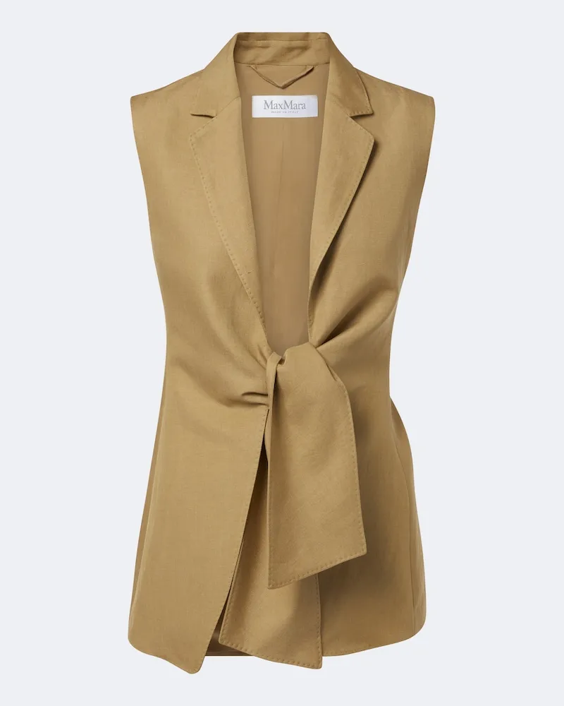Max Mara Gilet in twill di lino e seta Verde