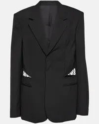 Dion Lee Blazer in lana e pizzo con cut-out Nero