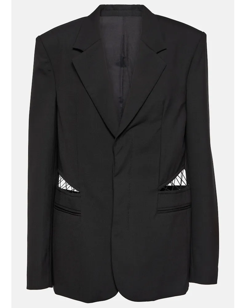 Dion Lee Blazer in lana e pizzo con cut-out Nero