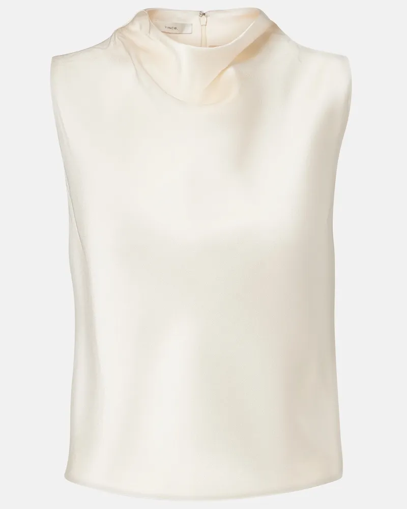 Vince Top cropped in raso Bianco