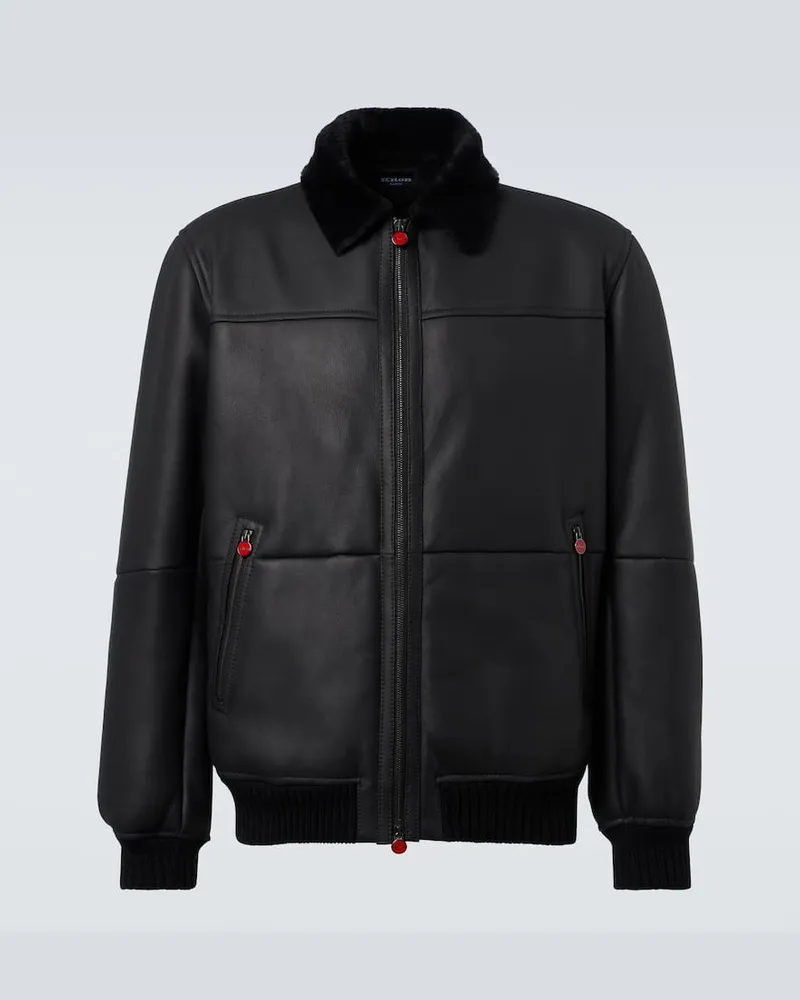 Kiton Bomber in shearling Nero