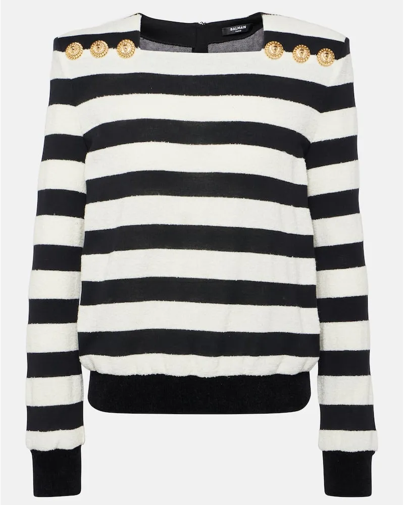 Balmain Top in jersey a righe Nero