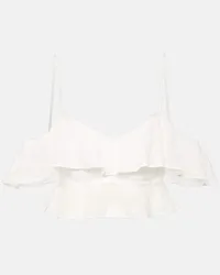 Isabel Marant Top cropped Eliani in ramia con volant Bianco