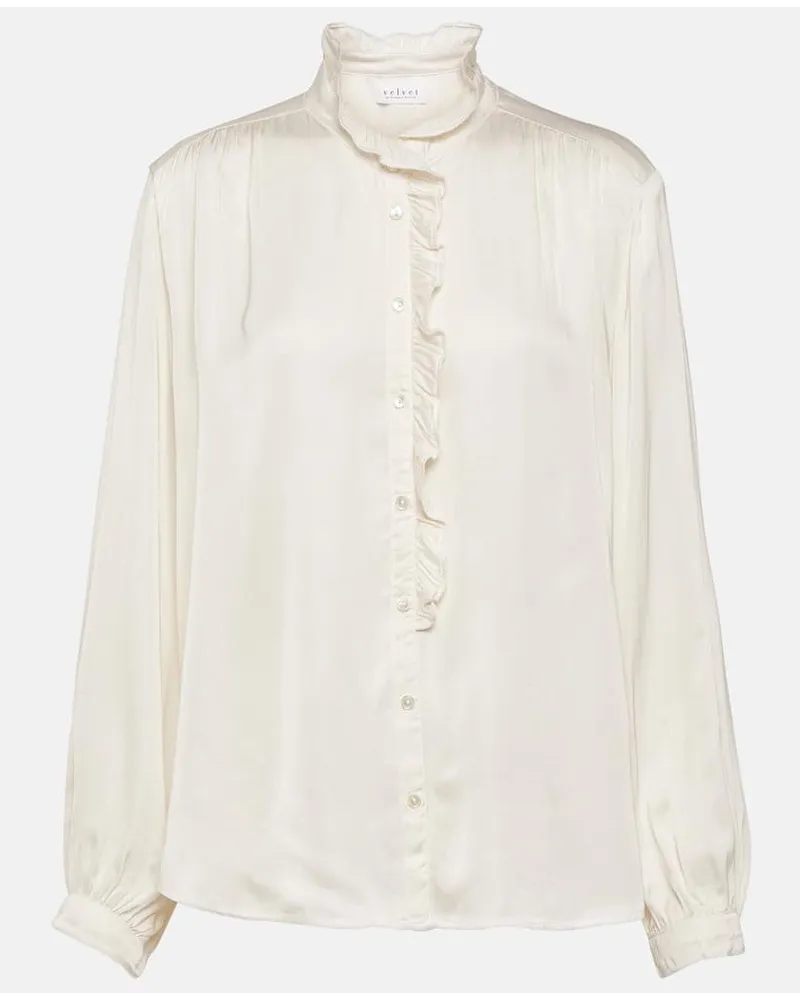 Velvet Blusa in raso con volant Neutro