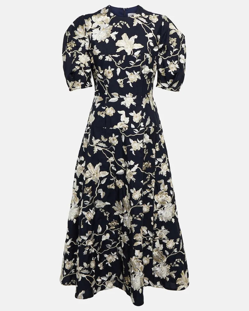 Erdem Abito midi Kira con ricamo Blu