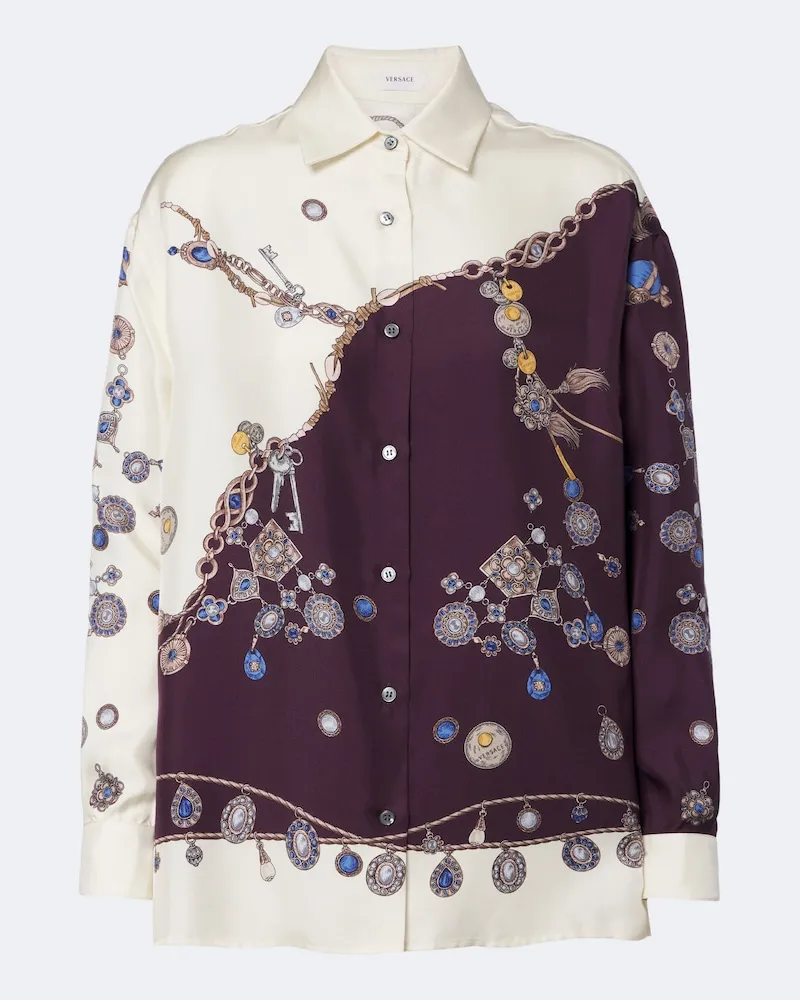 Versace Abito lungo Korisco in raso di seta Multicolore