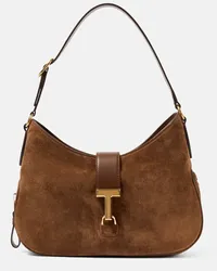 Tom Ford Borsa a spalla Tara in suede Beige