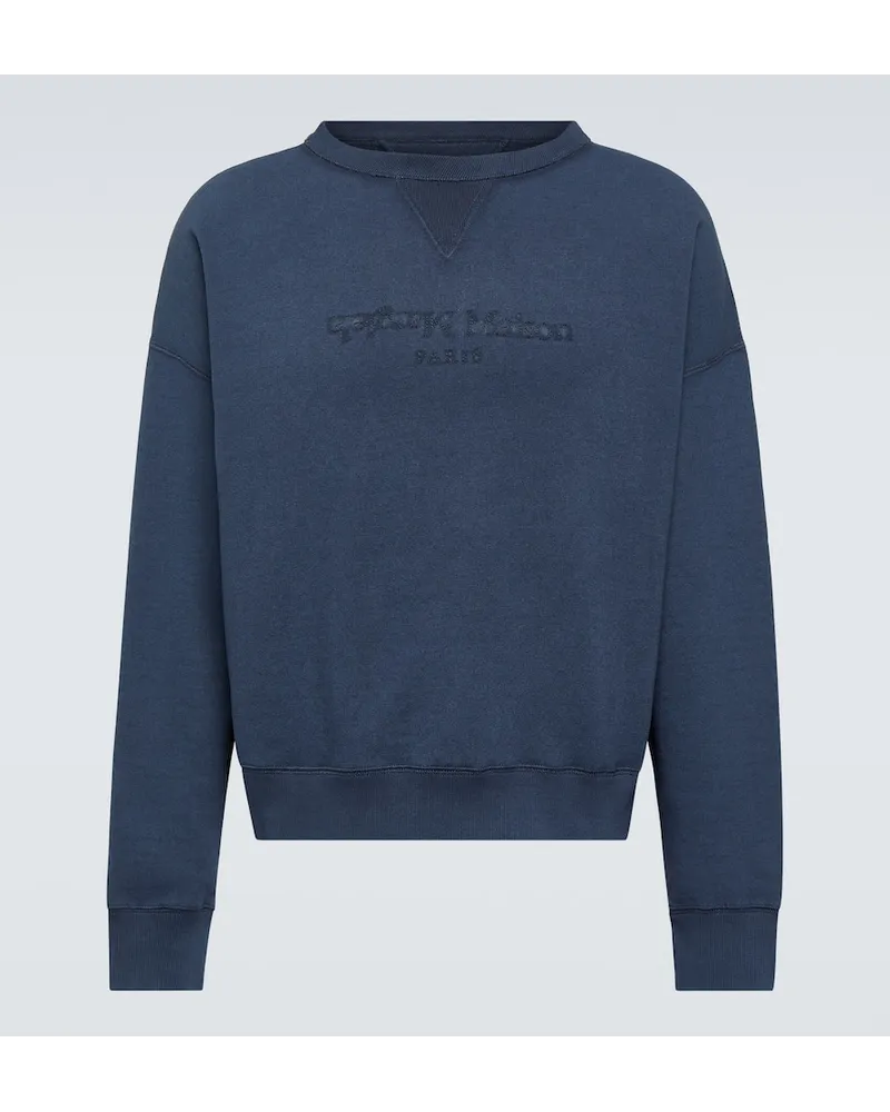 Maison Margiela Felpa in jersey di cotone con logo Blu