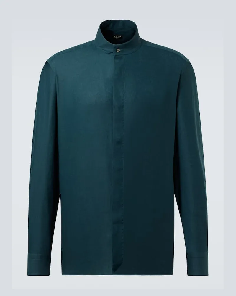 Ermenegildo Zegna Camicia in lino Turchese