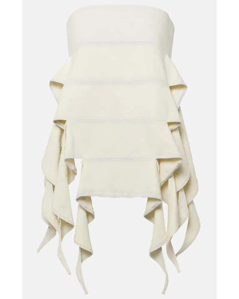 Y/PROJECT Top in denim Bug con scollo bardot Bianco