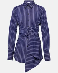 Ferragamo Camicia in popeline di cotone a righe Blu